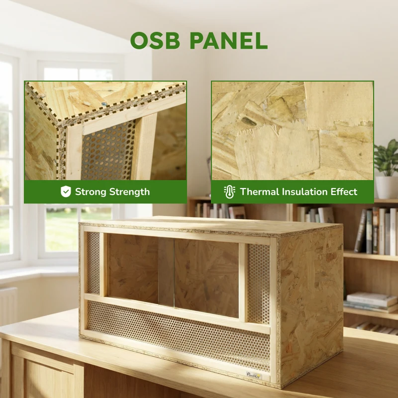 PawHut Wooden Reptile Terrarium with Sliding Door for Chameleon, Lizard, Snake, Frog, Turtle, 31.5" x 15.7" x 15.7"