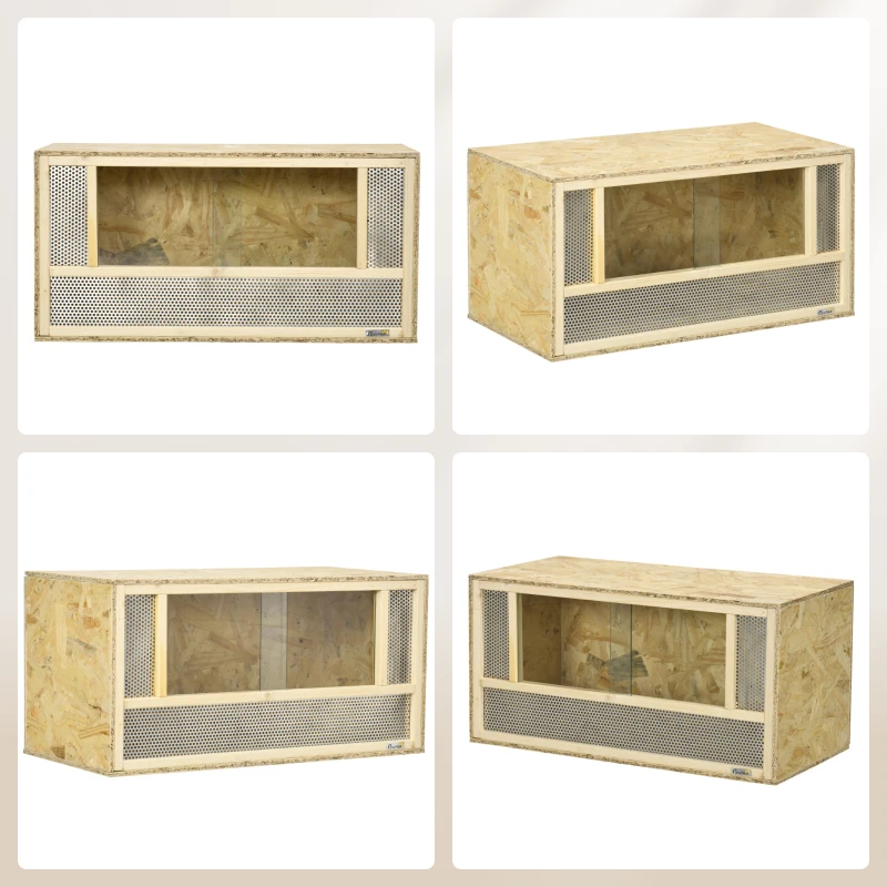 PawHut Wooden Reptile Terrarium with Sliding Door for Chameleon, Lizard, Snake, Frog, Turtle, 31.5" x 15.7" x 15.7"