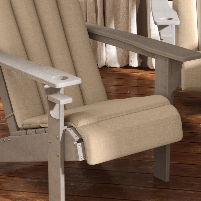 Outsunny Set of 4 Patio Chair Cushions, High Back Adirondack Chair Cushion with Ties, High-Density Foam, Beige