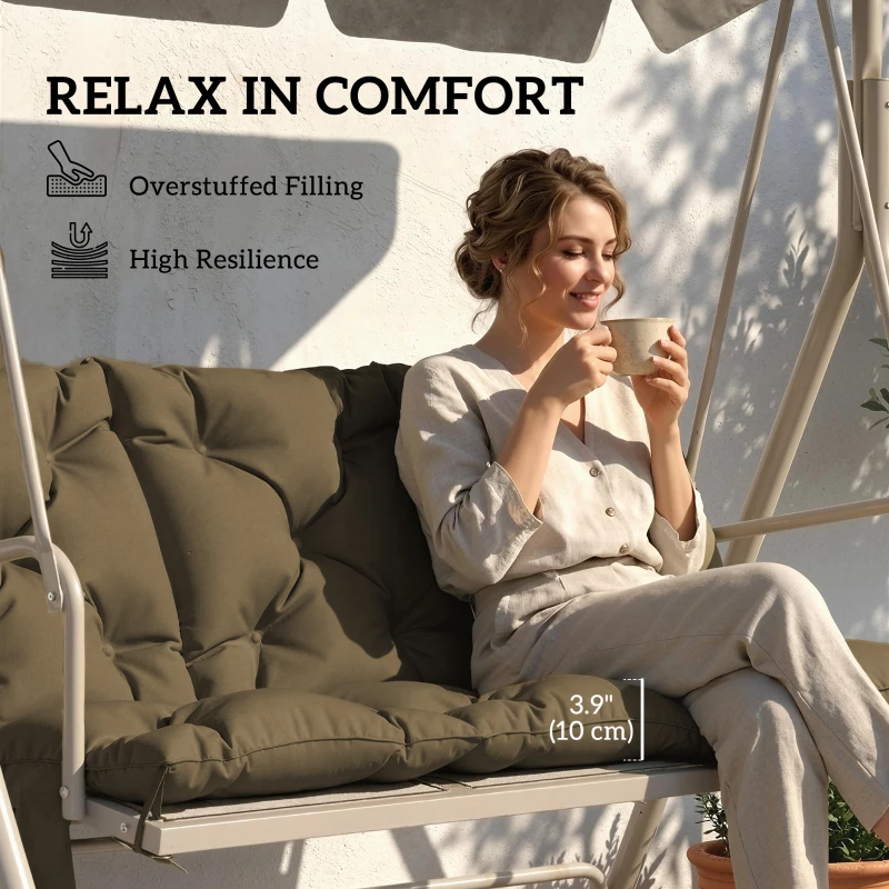 Outsunny Bench Cushion Water-Repellent Outdoor Furniture Pad Seater Swing Chair 59.1" x 39.4" Khaki