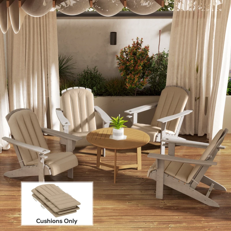 Outsunny Set of 4 Patio Chair Cushions, High Back Adirondack Chair Cushion with Ties, High-Density Foam, Beige