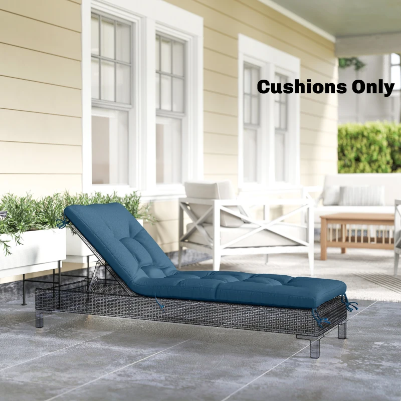 Outsunny Patio Lounge Chair Cushion, UV50+ Chaise Lounge Chair Cushion with Securing Straps for Patio, 78 x 25.6 inch, Blue