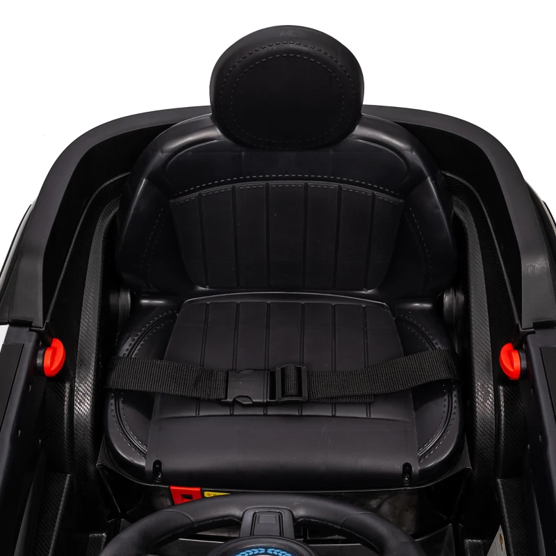 Qaba 12V Kids Electric Police Car w/ Remote Control, Spring Suspension, Transport Wheel, Siren, Music, Light, Horn, Black