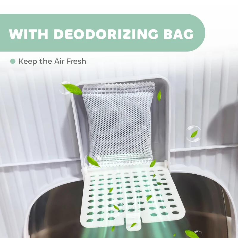 PawHut Enclosed Cat Litter Box with Lid, Scoop, Top Entry, Deodorization Bags, Drawer Type Cat Litter Tray, Easy to Clean, Green