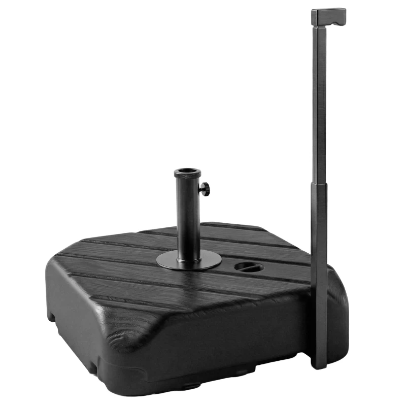 Outsunny Patio Umbrella Base with Wheels, Telescopic Handle, 158 lb Sand/99 lb Water Filled Outdoor Patio Umbrella Stand, Black