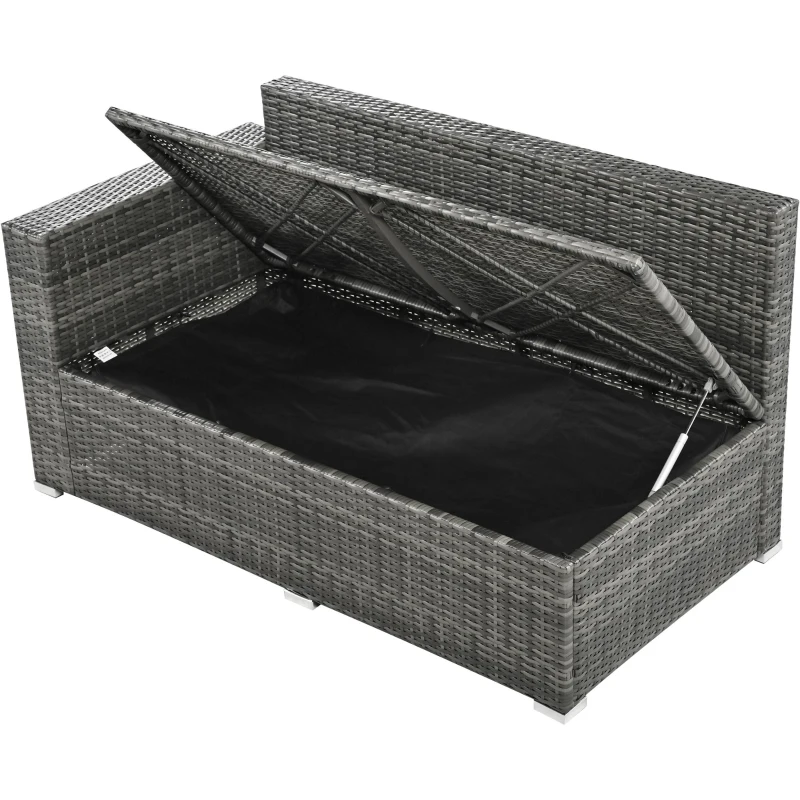 6-Piece Patio Rattan Set with Adjustable Lounger & Storage Box, All-Weather Wicker Furniture for Garden, 75.5" L x 27.5" W x 28.5" H, Beige