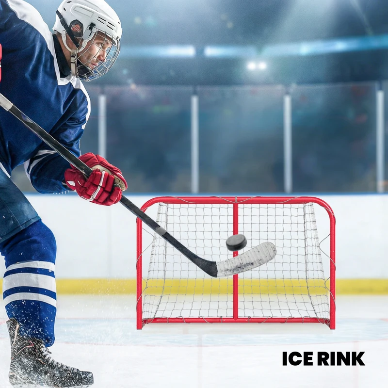 Soozier 3' x 2' Mini Hockey Goal, Easy Setup Hockey Net with Metal Frame, Lightweight & Portable