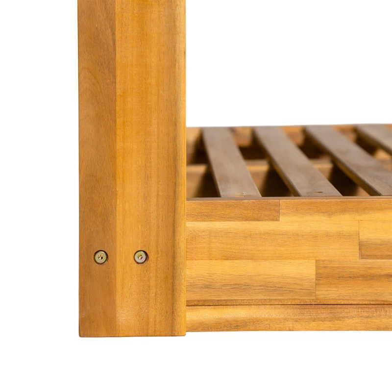 Twin Size Porch Swing Daybed with Acacia Wood Frame, Farmhouse Hanging Daybed for Patio & Garden, 82'' L x 40.5'' W x 27.5'' H, Natural