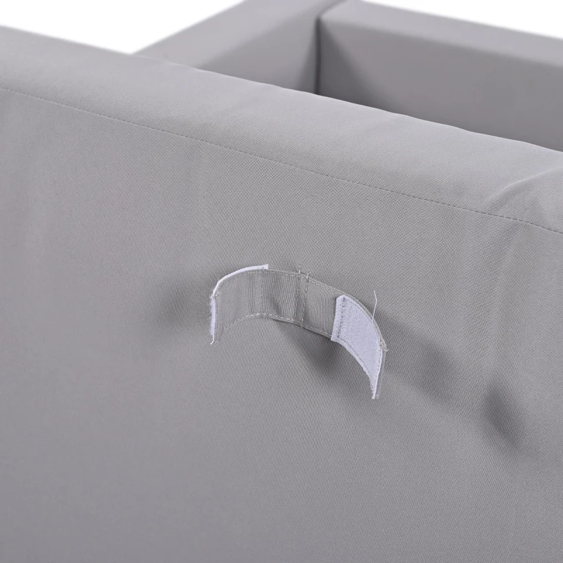 2 In 1 Outdoor Daybed with Wood Side Table for Patio, Convertible Padded Chaise Lounge with Adjustable Leg, 59" L x 55" W x 21" H, Gray