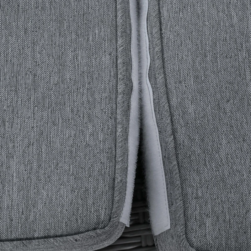 Outdoor Patio Sunbed with Adjustable Backrest & Side Tray, Wicker Rattan Lounger with Thick Cushion, 47" L x 29.5" W x 15" H, Gray