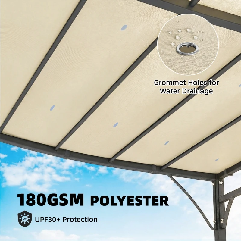 Outsunny 11.5' x 8.2' Outdoor Pergola, Wall Mounted Lean to Pergola with Metal Frame, UPF30+, Garden Gazebo