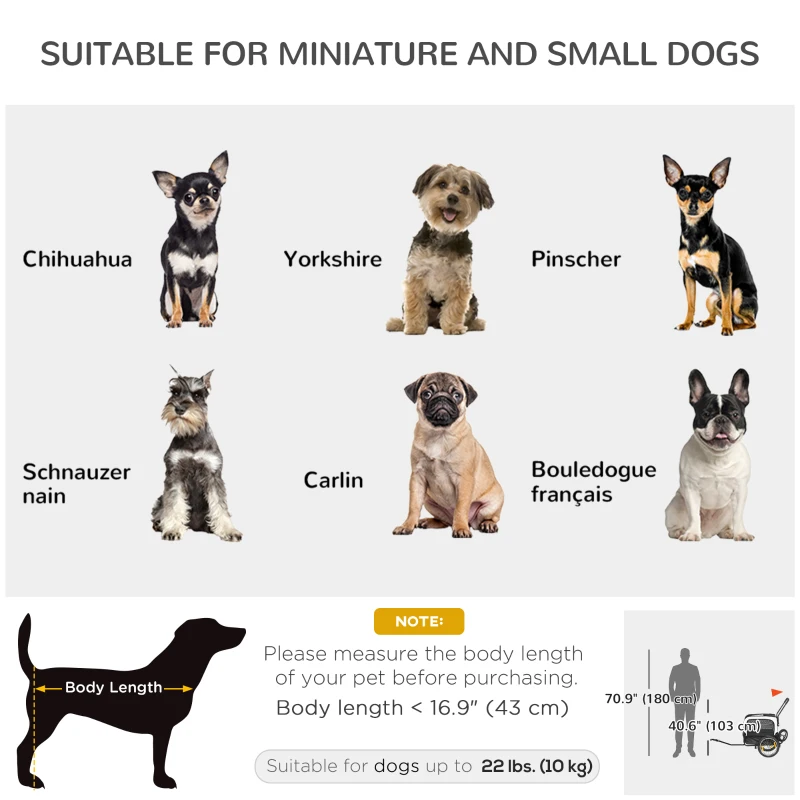 PawHut 2 in 1 Dog Bike Trailer, Dog Stroller with Safety Leash, Hitch, Flag, Reflectors, Cushion for Small Dogs, Black