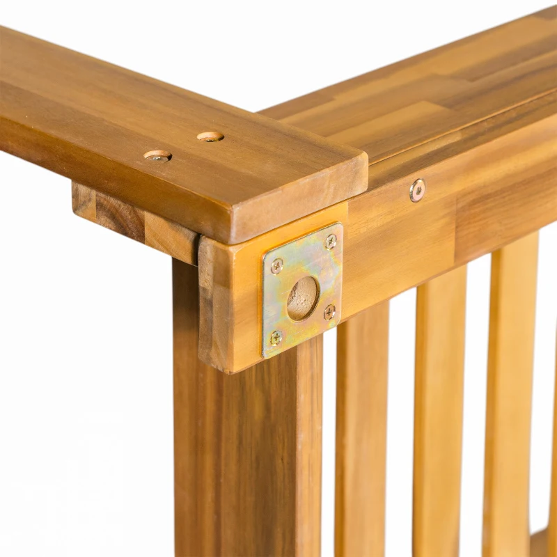 Twin Size Porch Swing Daybed with Acacia Wood Frame, Farmhouse Hanging Daybed for Patio & Garden, 82'' L x 40.5'' W x 27.5'' H, Natural