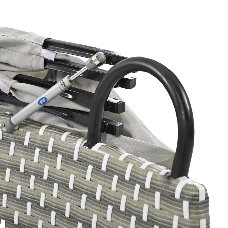 Round Rattan Patio Daybed with Retractable Canopy and Table, Versatile Sunbed with Separate Garden Seating, 66.5" L x 65" W x 53.5" H, Gray