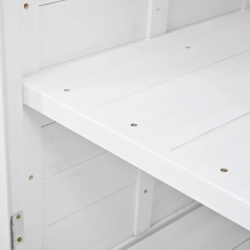 Garden Potting Bench with Hutch, 6 Drawer & 2 Cabinet, Tall Wood Workstation with 3 Shelf & Side Hooks, 50'' L x 20.5'' W x 65.5'' H, White
