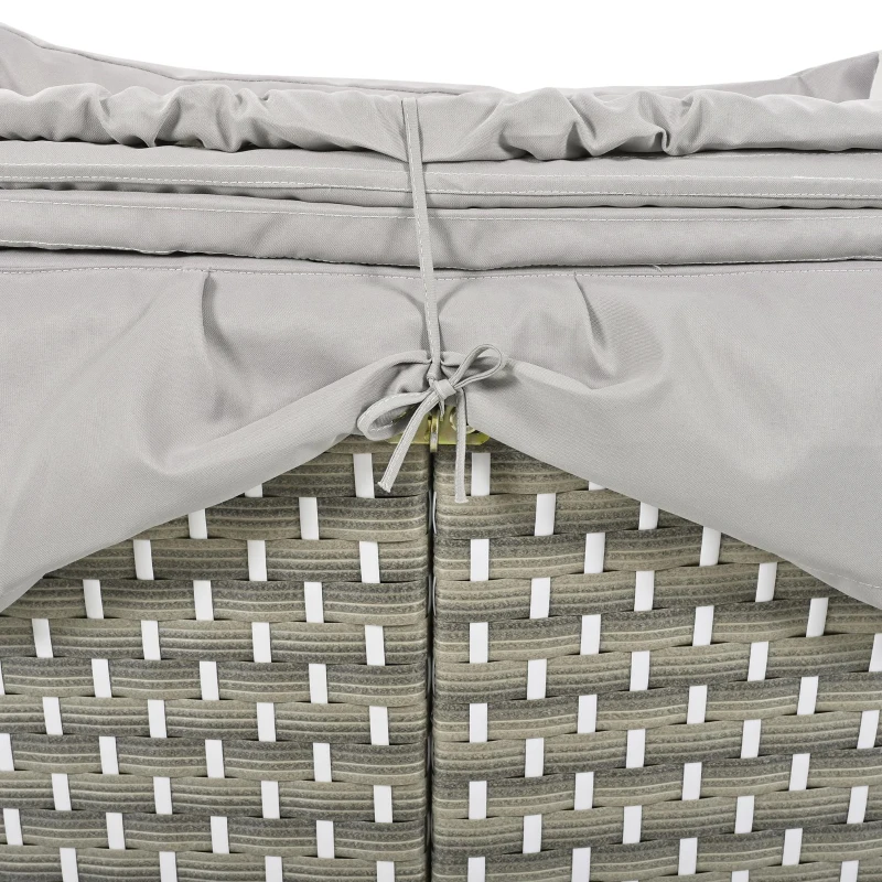 Round Rattan Patio Daybed with Retractable Canopy and Table, Versatile Sunbed with Separate Garden Seating, 66.5" L x 65" W x 53.5" H, Gray