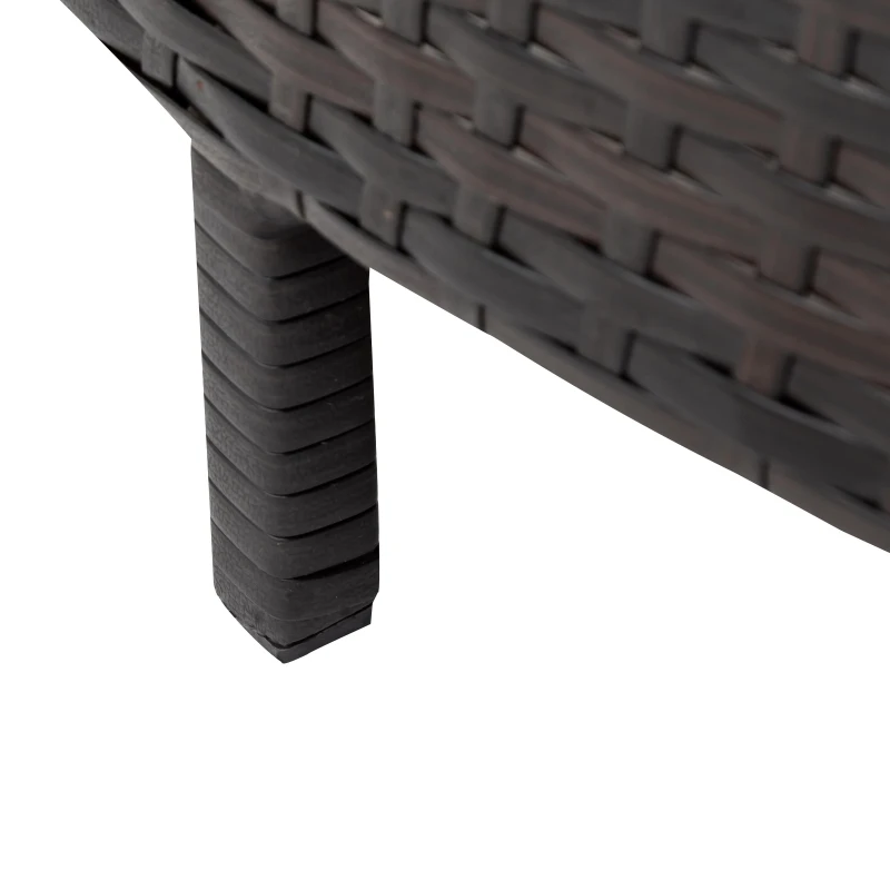 5 Piece Half-Moon Patio Sectional with Glass Table, All-Weather Wicker Sofa with Thick Cushions, 47.5" L x 27" W x 27" H, Grey