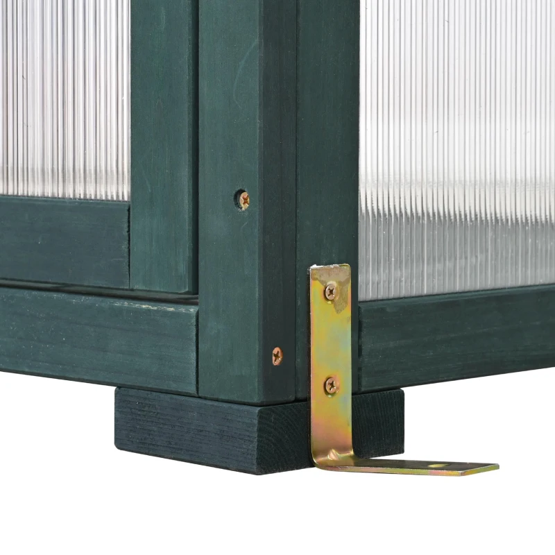 Portable Wood Greenhouse with Wheels & 3-Tier Shelf, Solid Wood Frame with Openable Roof for Balcony, 31.5'' L x 22.5'' W x 62'' H, Green