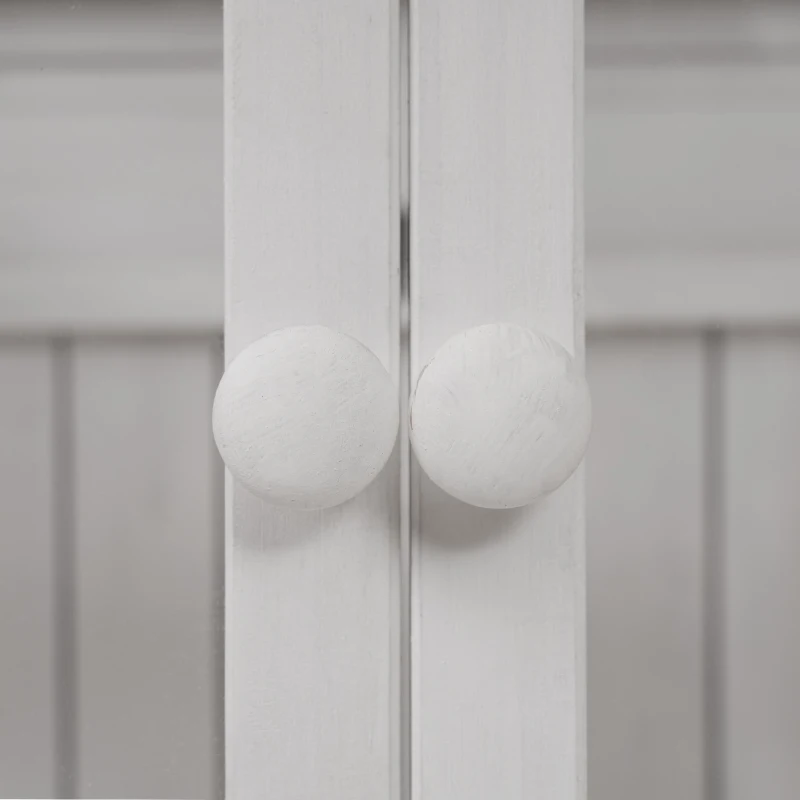 Walk-In Greenhouse with 4 Skylight & 2 Folding Shelf, Wood Cold Frame with Polycarbonate Panel for Garden, 58'' L x 29'' W x 78'' H, White