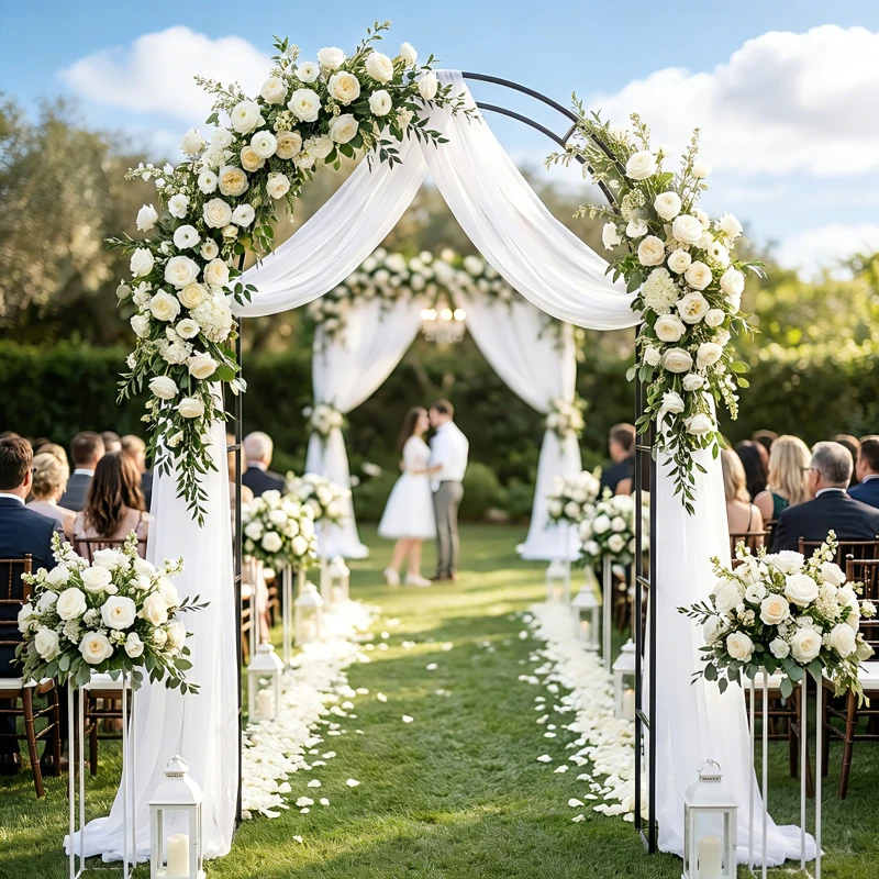 Outsunny 8 ft Steel Garden Arch, Garden Arbor Trellis with Large Base for Climbing Plants, Wedding Arch Stand, Black