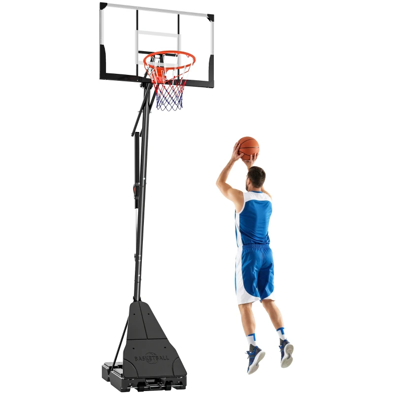 Soozier Portable Basketball Hoop Height Adjustable 8-10 Ft with 47" Shatterproof Backboard, Shock Absorbent Rim, Fillable Base