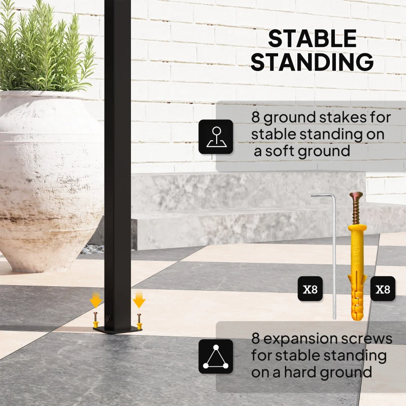 Outsunny 8 x 5ft Hardtop Grill Gazebo with Double Metal Roof, 2 Side Shelves and 10 Hooks for Patio Backyard Lawn Deck