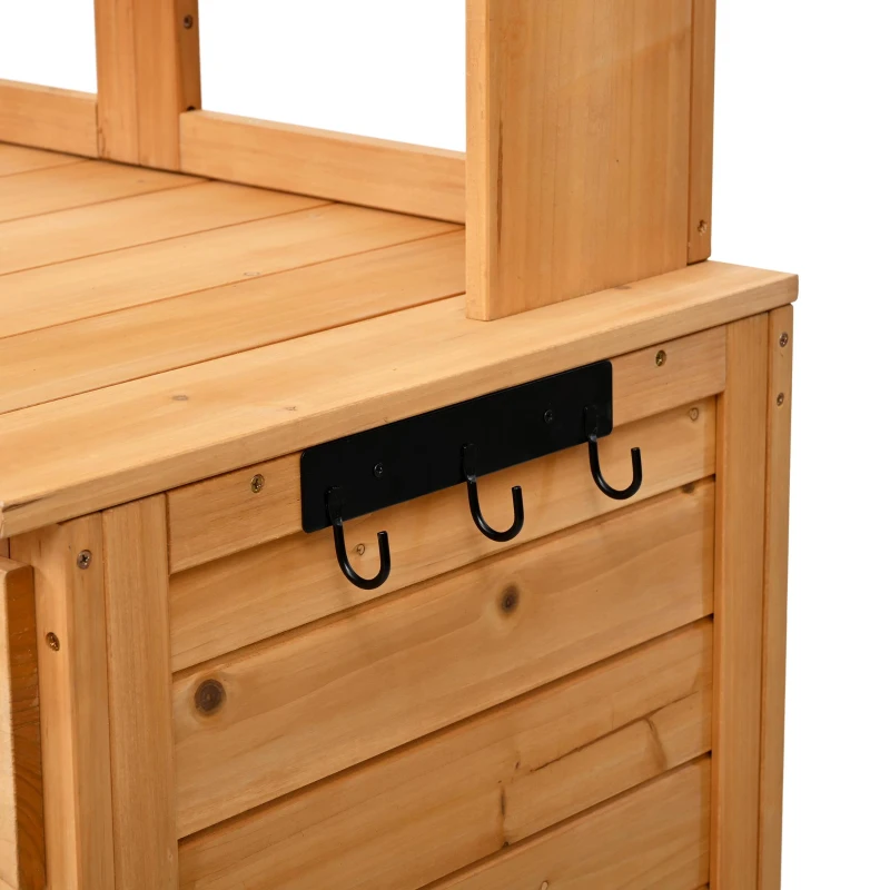 Tall Potting Bench with 3 Shelves, 6 Drawers, Hutch and Cabinet, Wood Garden Workstation for Patio, 50'' L x 20.5'' W x 65.5'' H, Natural