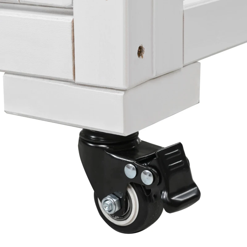 Mini Wood Cold Frame Greenhouse with Wheels for Patio, Elevated Garden Bed for Indoor Outdoor Use, 35.5" L x 17.5" W x 37.5" H, White