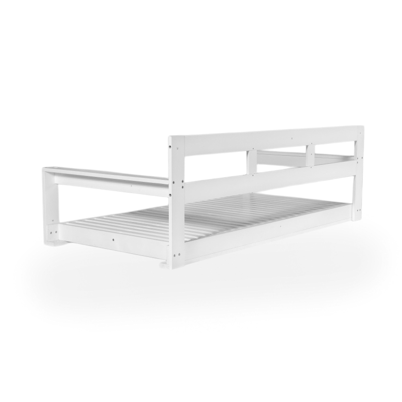 Twin Daybed Porch Swing with 4 Rope for Patio or Garden, Wood Swing Bench with Farmhouse Design, 82'' L x 40.5'' W x 27.5'' H, White