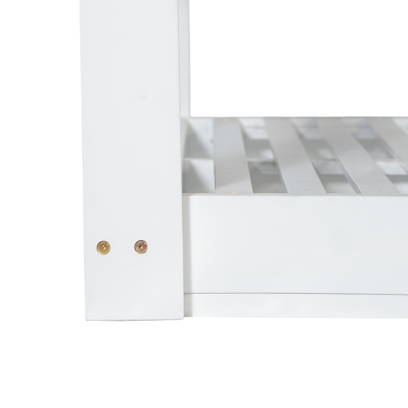 Twin Daybed Porch Swing with 4 Rope for Patio or Garden, Wood Swing Bench with Farmhouse Design, 82'' L x 40.5'' W x 27.5'' H, White