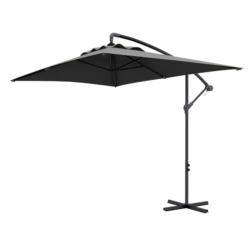 Outsunny 3(m) patio offset umbrella, with Cross Base - Dark Grey
