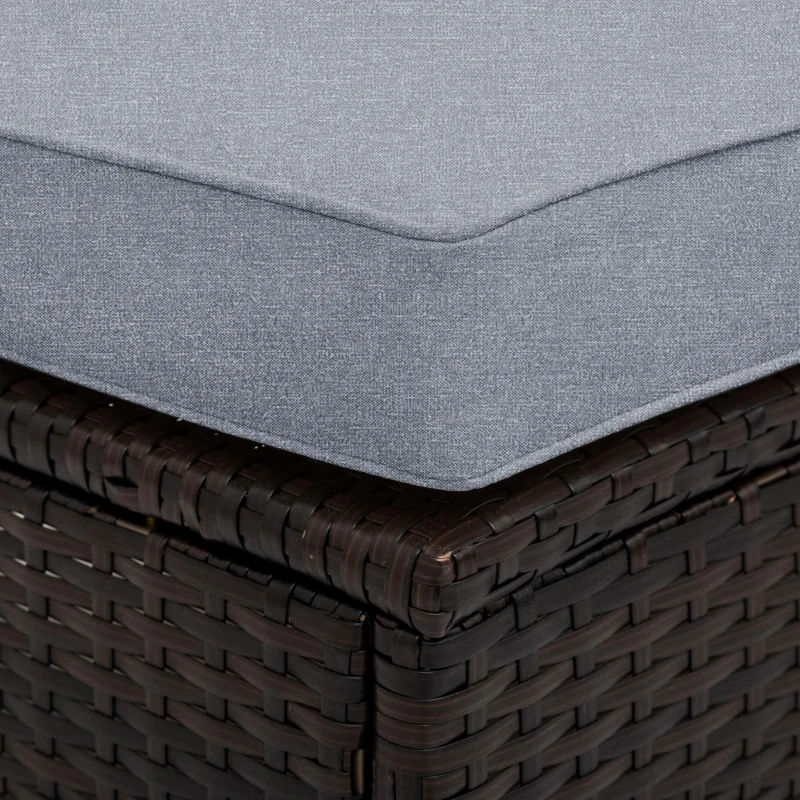 5 Piece Half-Moon Patio Sectional with Glass Table, All-Weather Wicker Sofa with Thick Cushions, 47.5" L x 27" W x 27" H, Grey