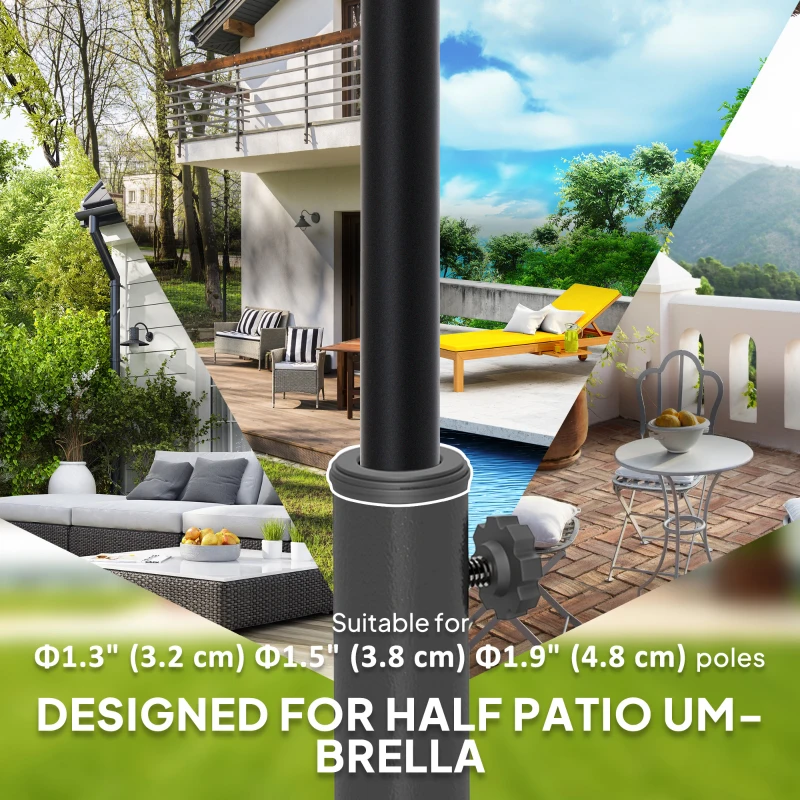 Outsunny 20 lbs Resin Half Parasol Base Outdoor Umbrella Stand Weight, Concrete Garden Parasol Stand, Black