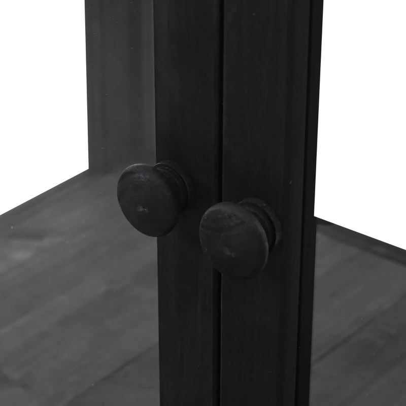 Mini Wood Cold Frame Greenhouse with Wheels for Patio, Elevated Garden Bed for Indoor Outdoor Use, 35.5" L x 17.5" W x 37.5" H, Black