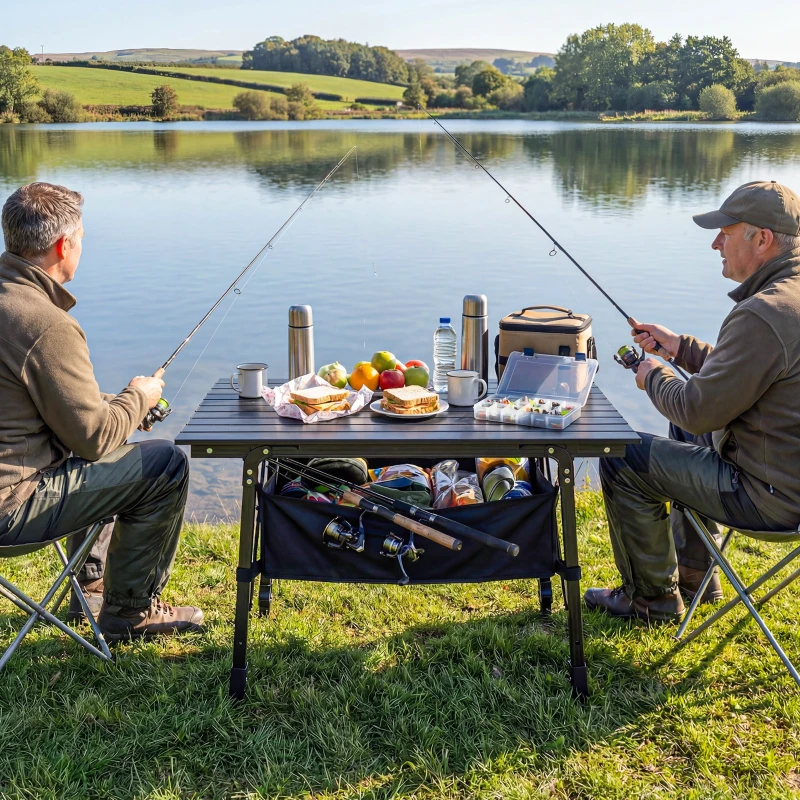 Outsunny 3ft Aluminum Small Folding Table, Portable Camping Table with Storage Bag, Carry Bag for Outdoor Picnic BBQ, Black