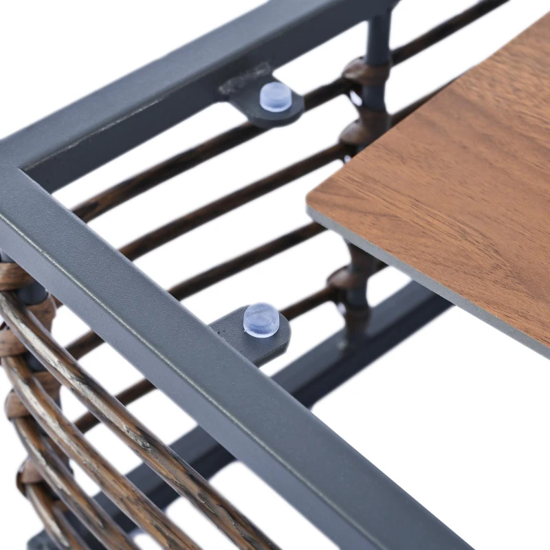 All-Weather Patio Sectional with Cushions & Coffee Table, Metal Furniture with Modular Design for Garden, 25" L x 25" W x 24" H, Dark grey