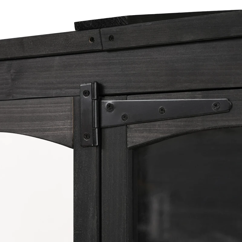 Walk-In Wooden Greenhouse with 2 Folding Shelf & 4 Skylight, Sturdy Fir Wood Cold Frame for Backyard, 58'' L x 29'' W x 78'' H, Black