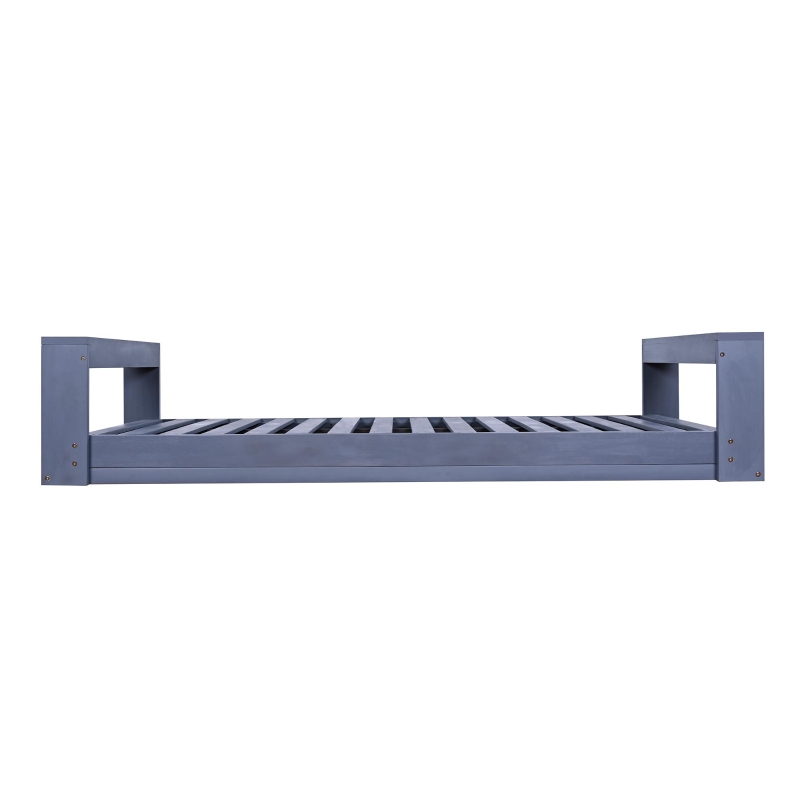 Twin Size Outdoor Porch Swing Bed with 400 LBS Capacity, Acacia Wood Swing Frame for Garden & Patio, 86'' L x 41.5'' W x 17.5'' H, Gray