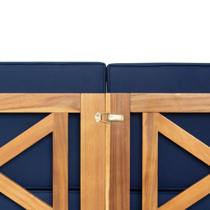 Casual Outdoor Sectional Sofa with Wood Frame & Cushions, Patio Seating Group for Backyard, 25.5" L x 25.5" W x 25.5" H, Natural