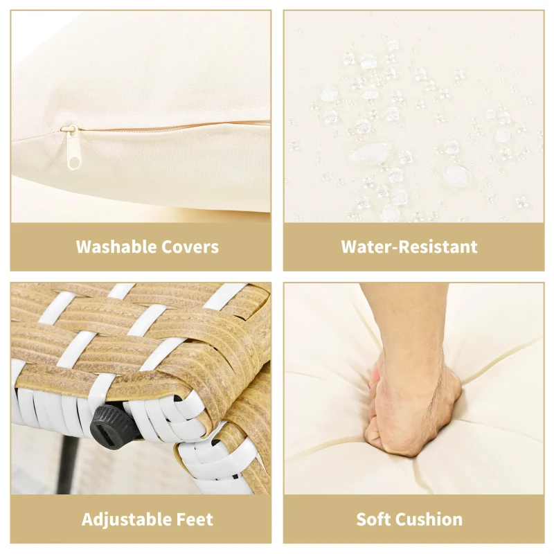 Round Rattan Patio Daybed with Retractable Canopy and Table, Versatile Sunbed with Separate Garden Seating, 66.5" L x 65" W x 53.5" H, Beige