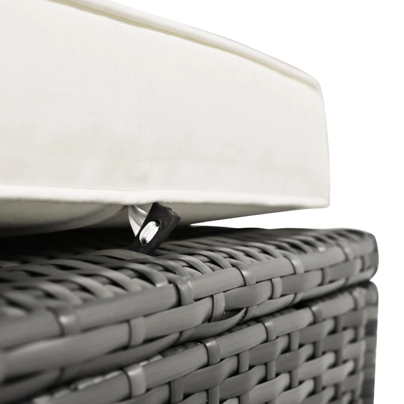 6-Piece Patio Rattan Set with Adjustable Lounger & Storage Box, All-Weather Wicker Furniture for Garden, 75.5" L x 27.5" W x 28.5" H, Beige