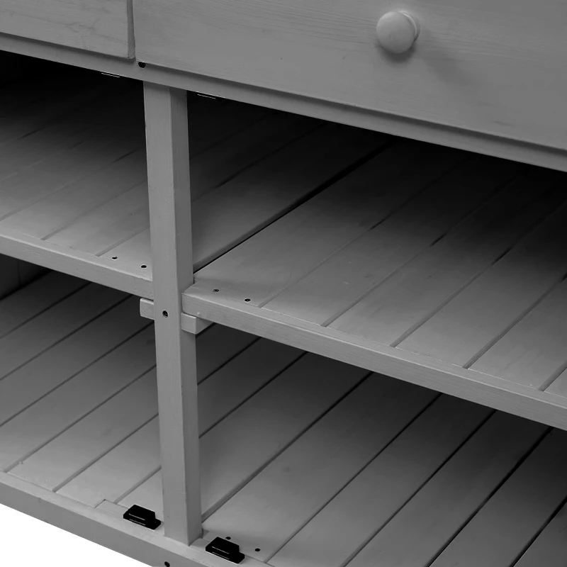 Fir Wood Potting Bench with Drawer & Cabinet for Garden, Outdoor Garden Workstation with Three-Tier Shelf, 47'' L x 23'' W x 65'' H, Gray