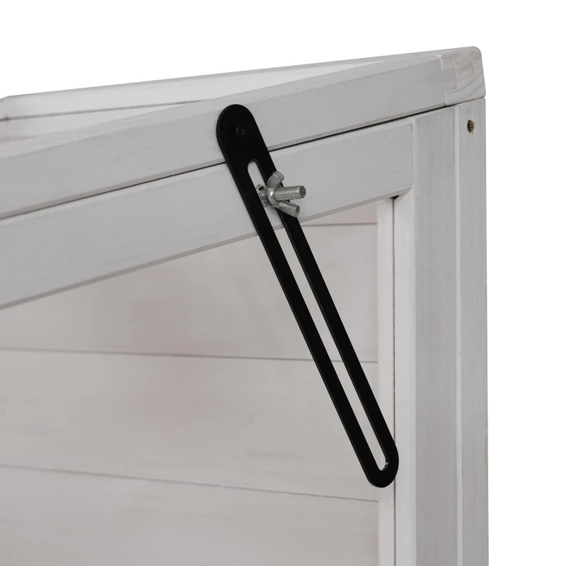 Walk-In Greenhouse with 4 Skylight & 2 Folding Shelf, Wood Cold Frame with Polycarbonate Panel for Garden, 58'' L x 29'' W x 78'' H, White