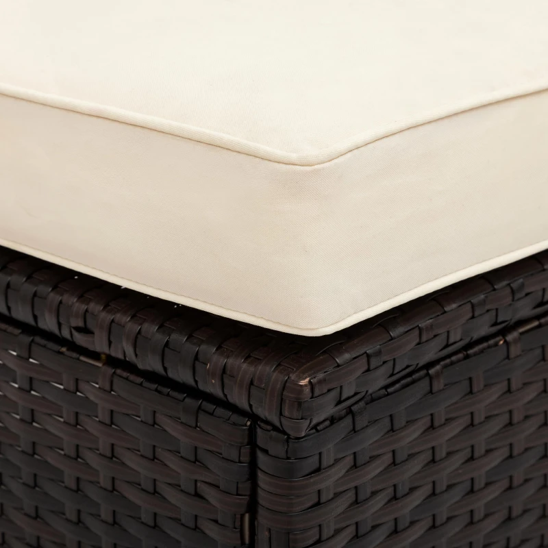 Elegant Sectional Sofa with All-Weather Wicker & Tempered Glass Table, Outdoor Patio Furniture Set for Backyard, 47.5" L x 27" W x 27" H, Beige