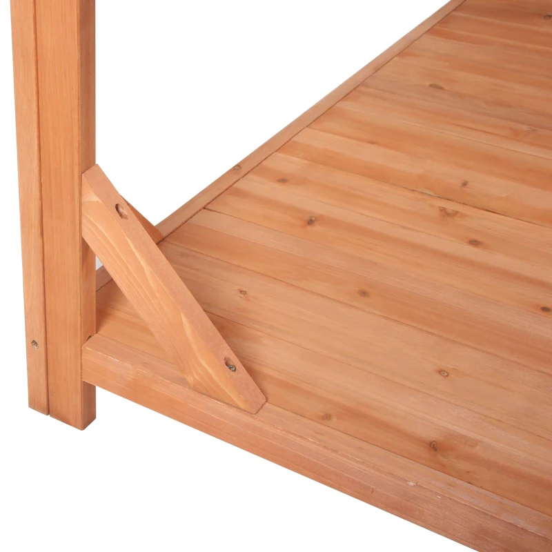 Rustic Wooden Potting Bench with 4 Storage Shelf & Side Hook, Outdoor Garden Workstation for Patio, 47'' L x 19.5'' W x 65'' H, Natural