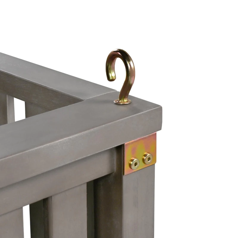 Minimalist Swing Bed with Safe Sloped Design for Backyard, Wooden Porch Swing with High Weight Capacity, 79" L x 41.5" W x 21" H, Gray