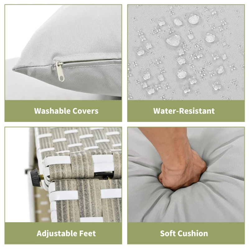 Round Rattan Patio Daybed with Retractable Canopy and Table, Versatile Sunbed with Separate Garden Seating, 66.5" L x 65" W x 53.5" H, Gray