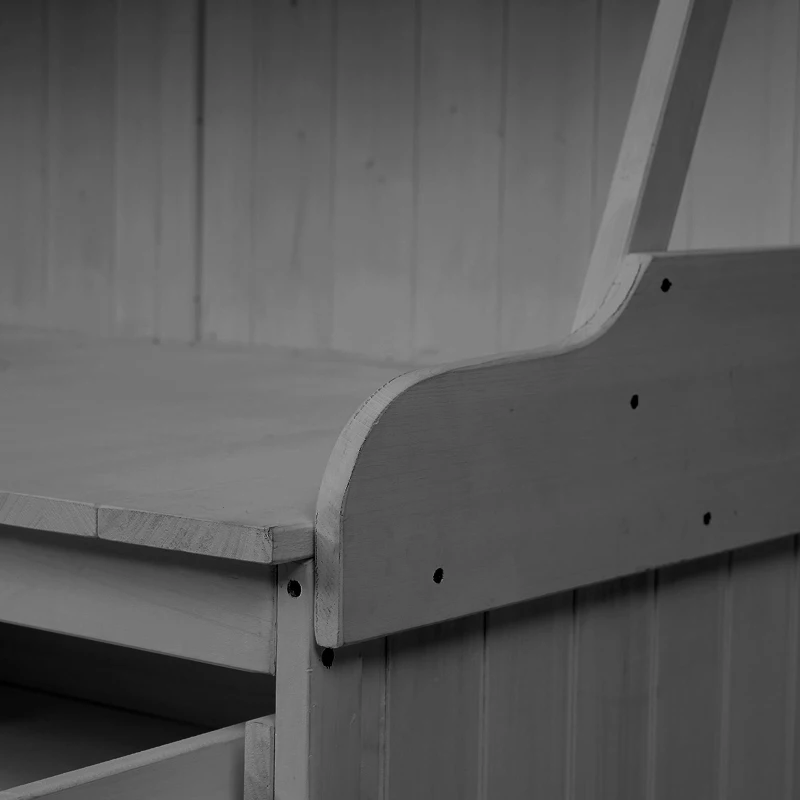 Fir Wood Potting Bench with Drawer & Cabinet for Garden, Outdoor Garden Workstation with Three-Tier Shelf, 47'' L x 23'' W x 65'' H, Gray