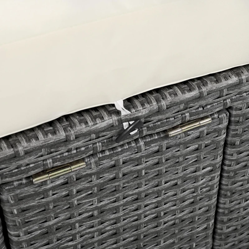 2-Person Patio Daybed with Adjustable Backrest & Cup Tray, Wicker Chaise Lounge with Thick Cushion, 78.5'' L x 55.5'' W x 16.5'' H, Beige