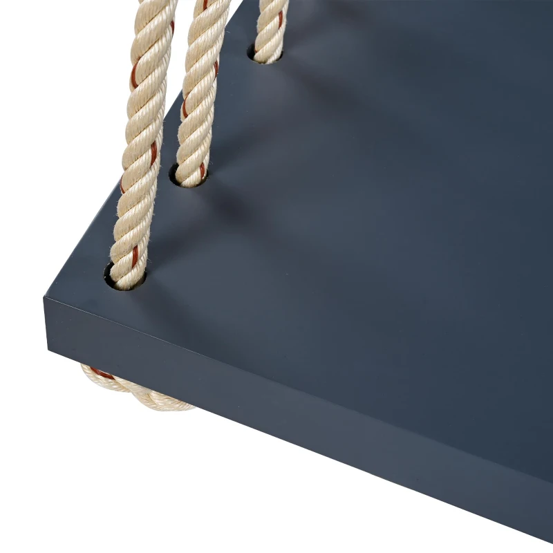 Acacia Wood Porch Swing with Cushion & 2 Pillow for Garden, Hanging Patio Bench with Durable Hemp Rope, 63" L x 23.5" W x 2" H, Gray